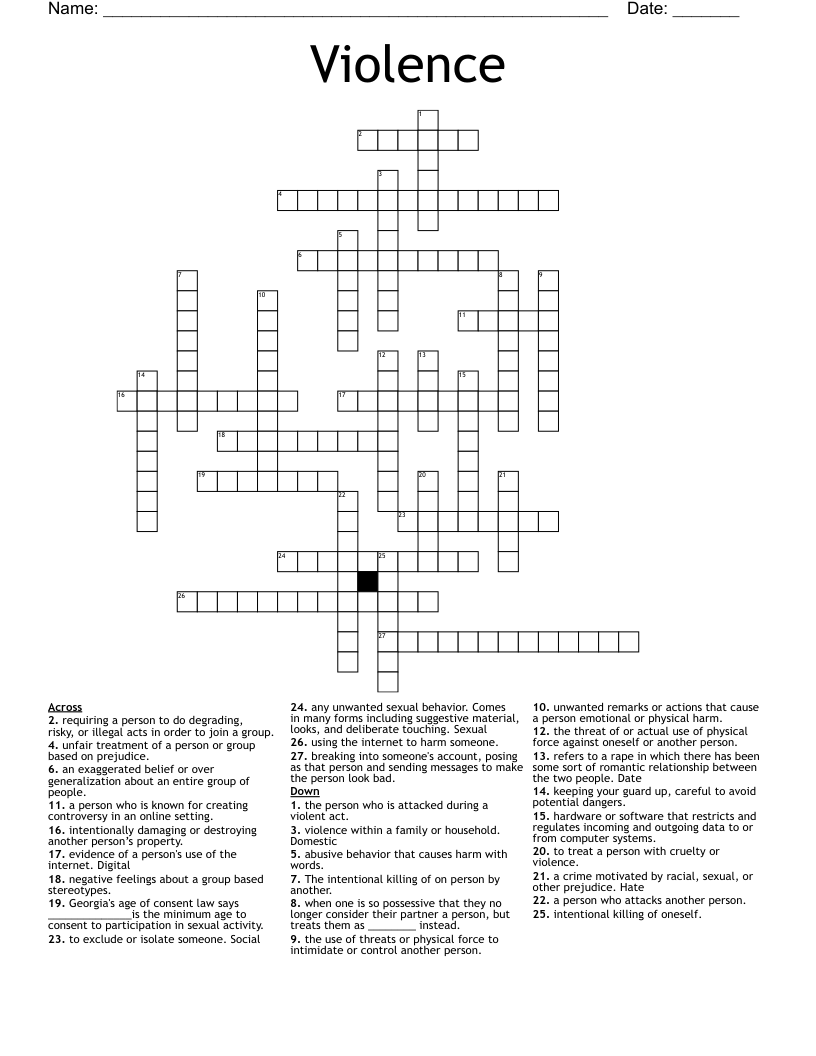 Violence Crossword