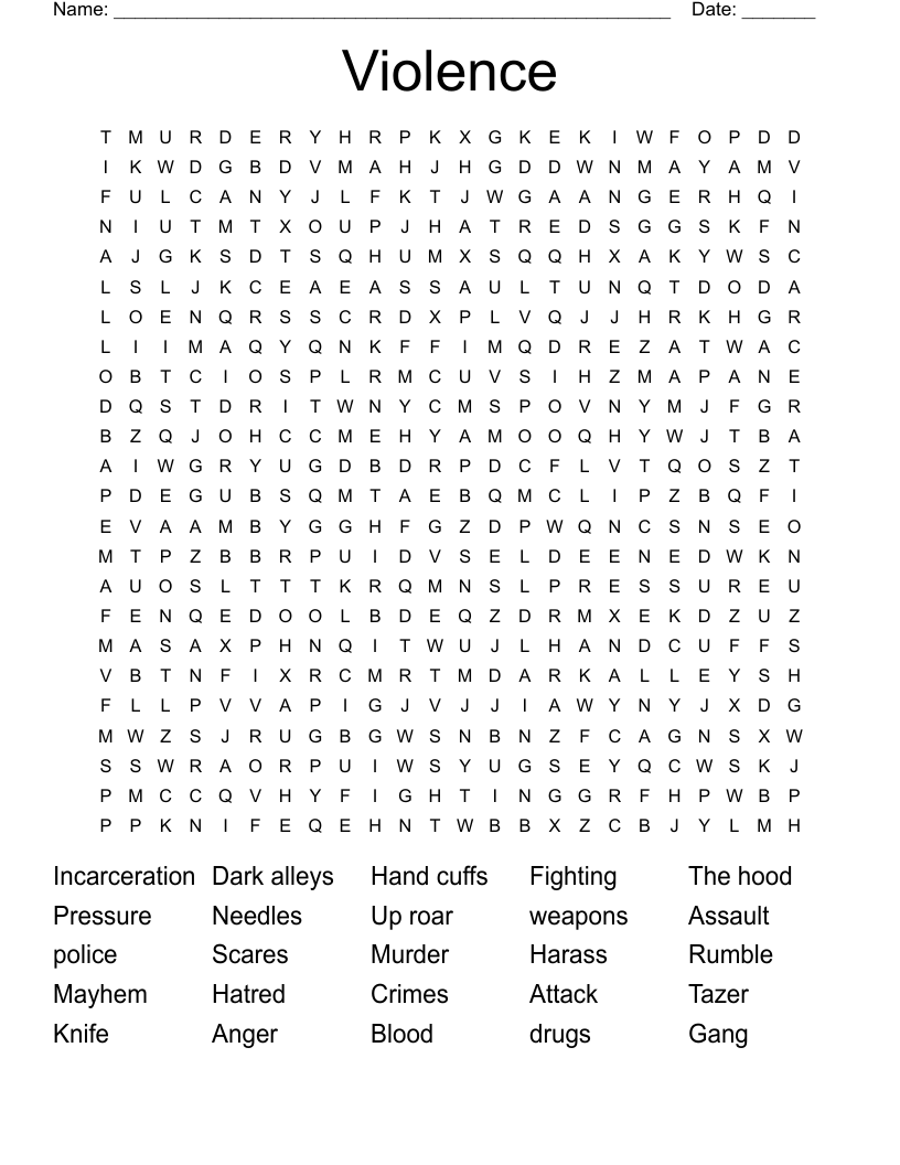 Violence  Word Search