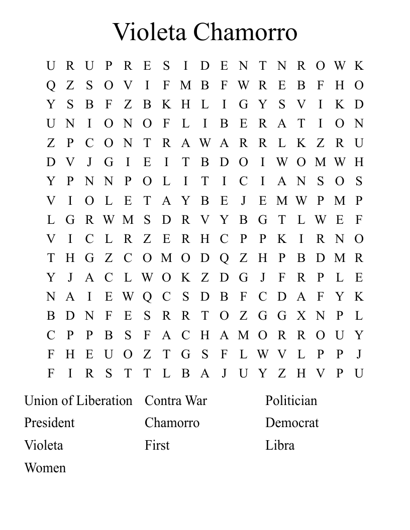 Violeta Chamorro Word Search