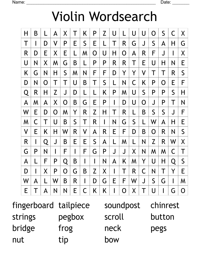 Violin Wordsearch