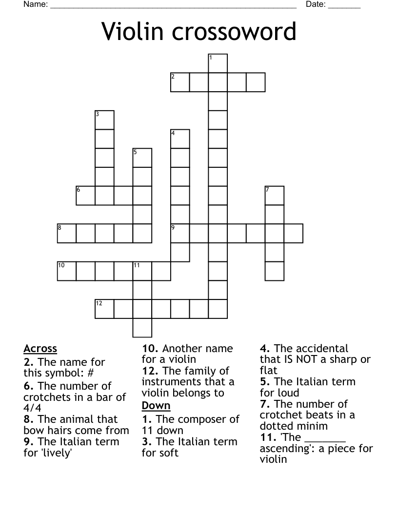 Violin crossoword Crossword