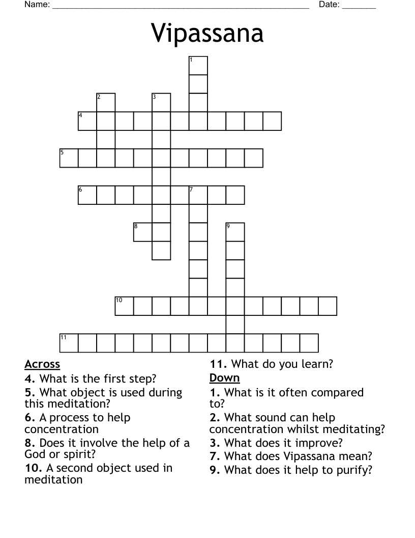 Vipassana Crossword