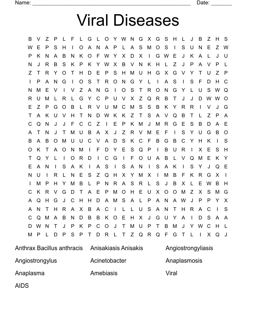 Viral Diseases Word Search