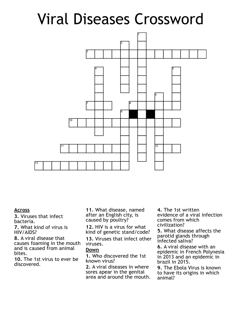 Viral Diseases Crossword