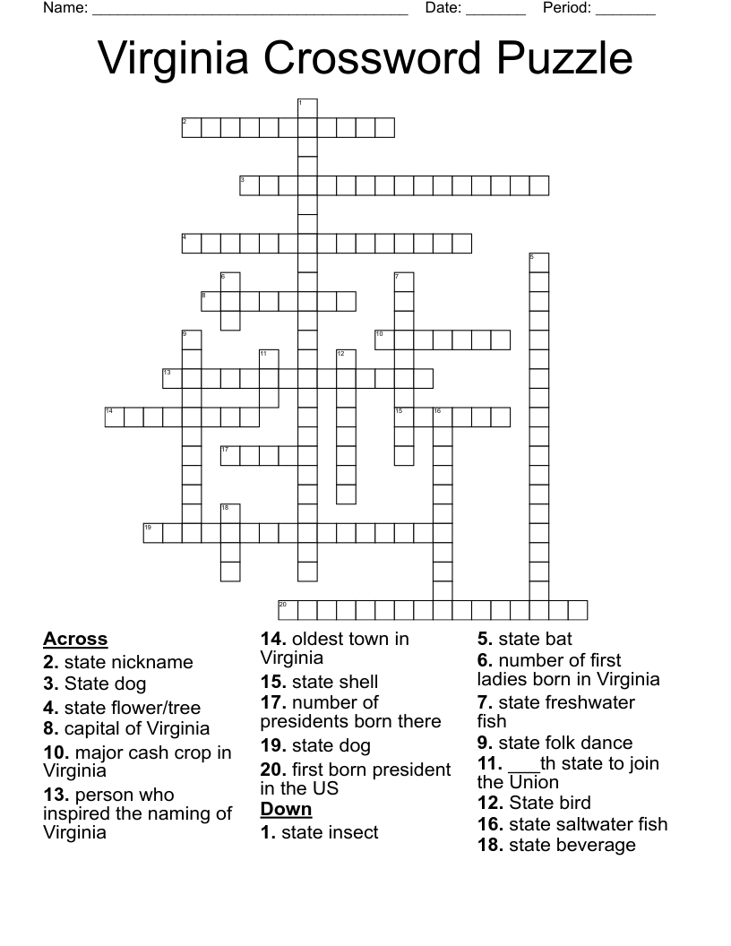 Virginia Crossword Puzzle