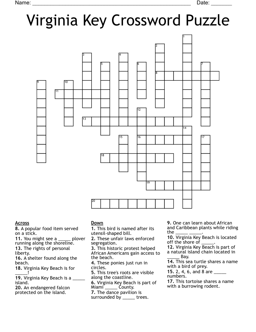 Virginia Key Crossword Puzzle