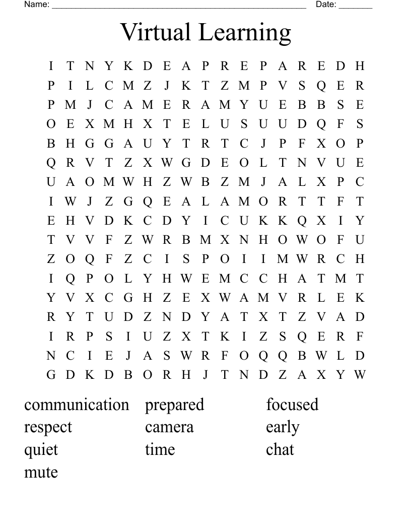 Virtual Learning Word Search