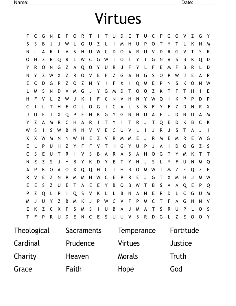 Virtues Word Search