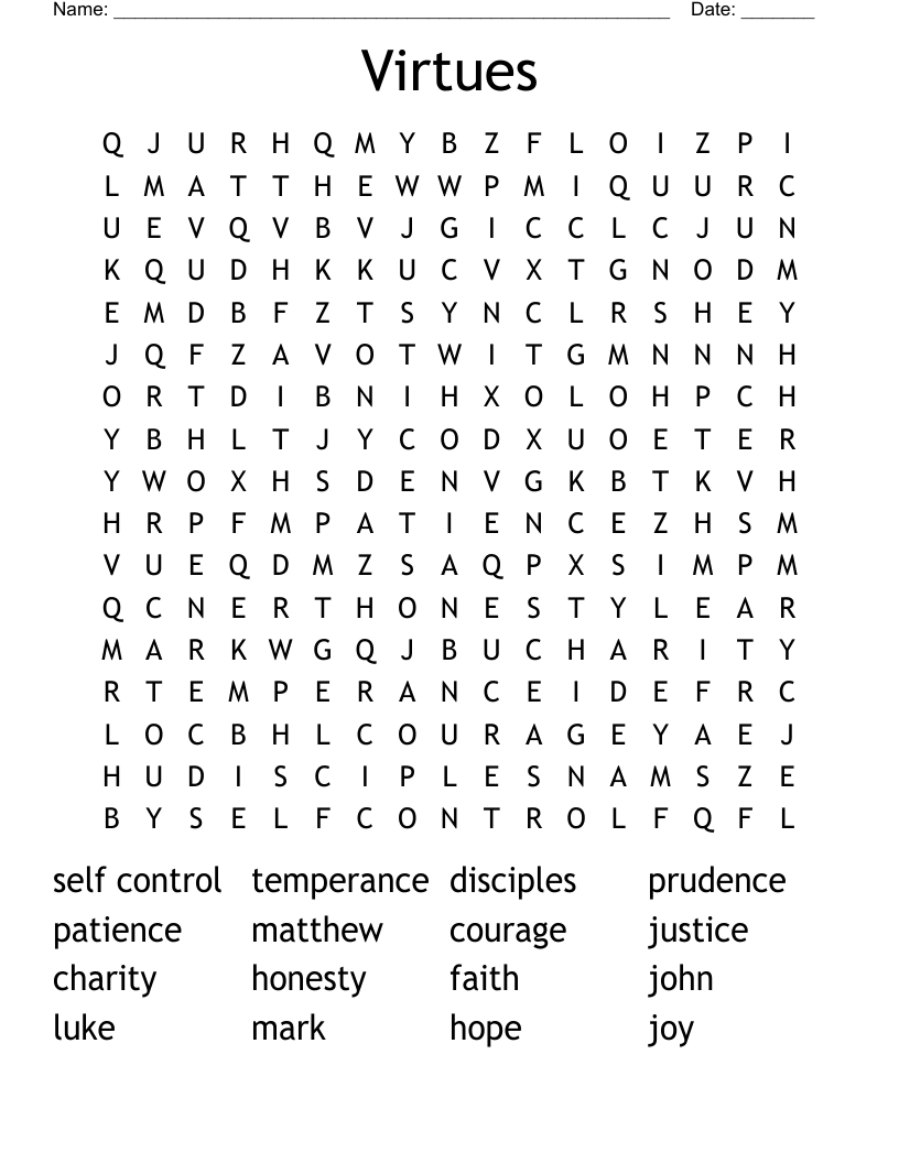 Virtues Word Search
