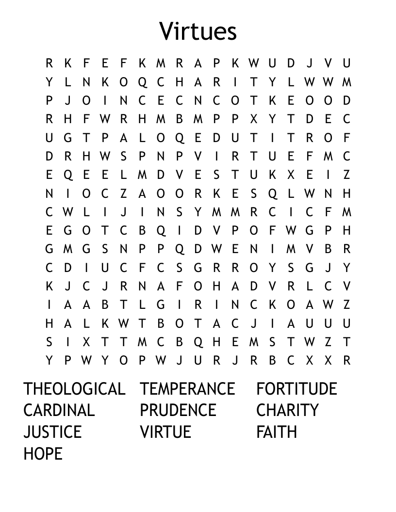 Virtues Word Search