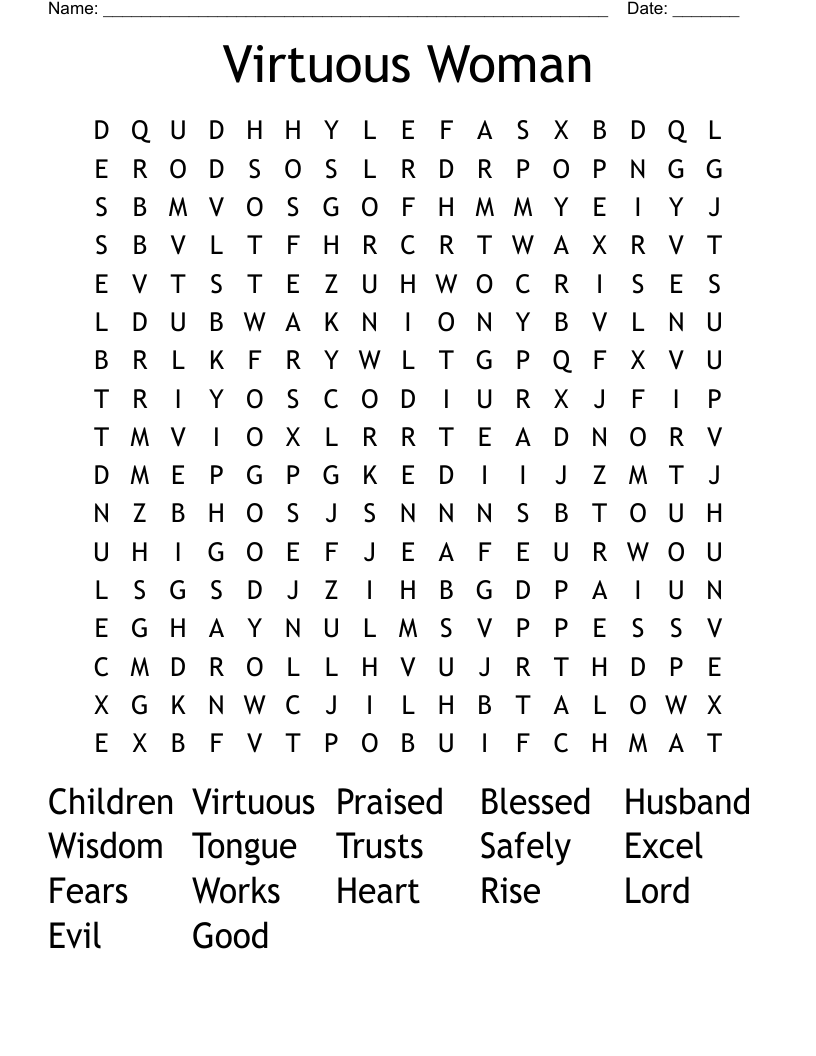 Virtuous Woman Word Search