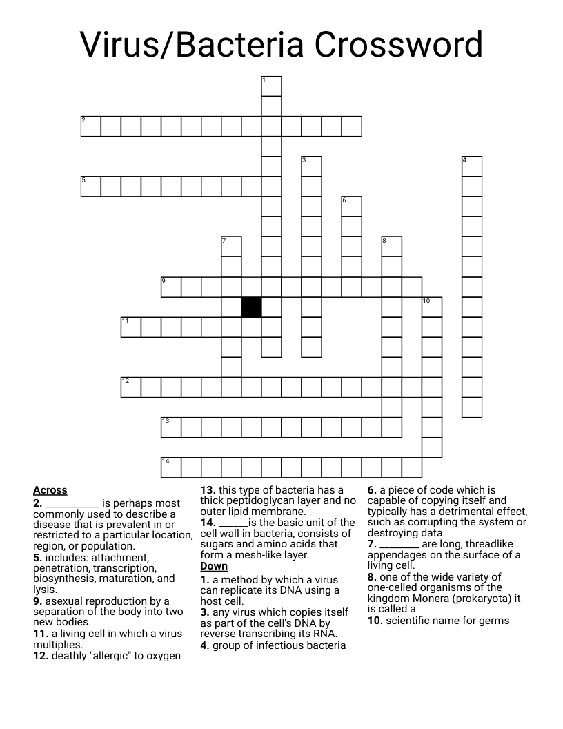 Virus/Bacteria Crossword
