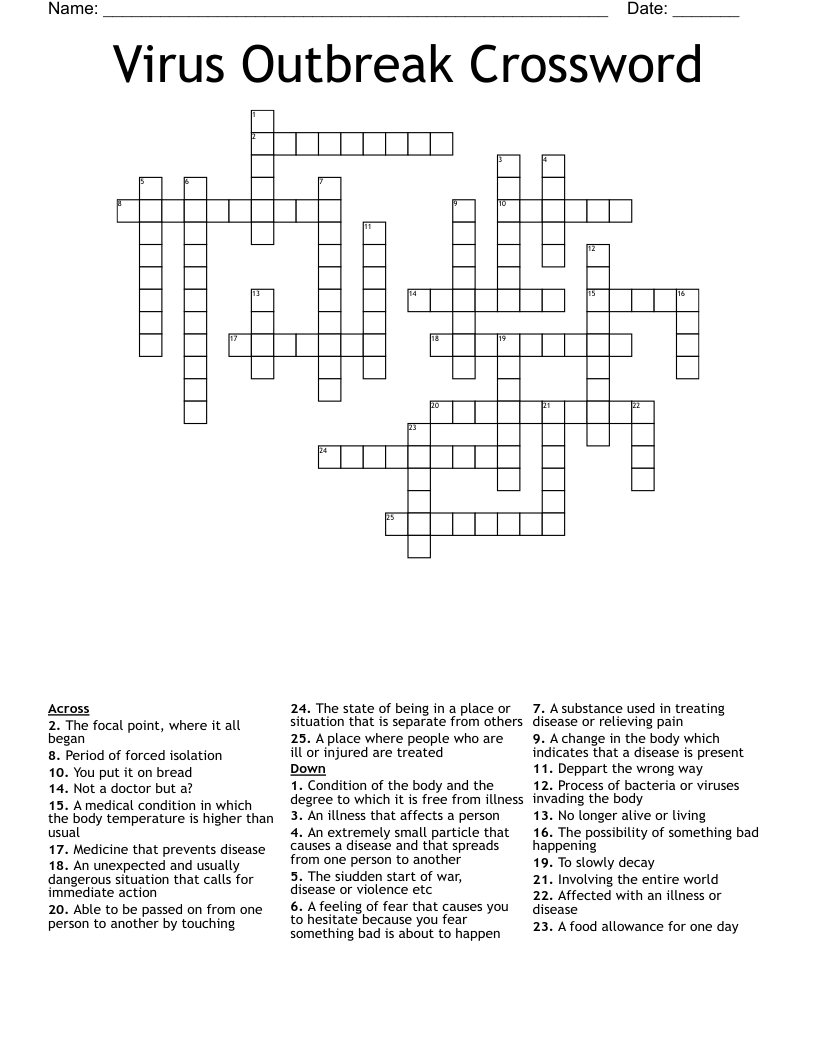 Virus Outbreak Crossword