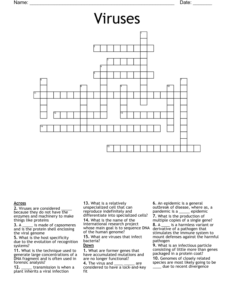 Viruses Crossword