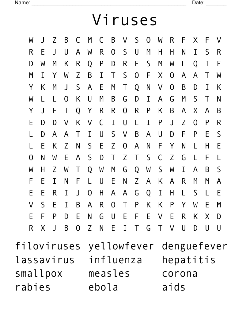 Viruses  Word Search