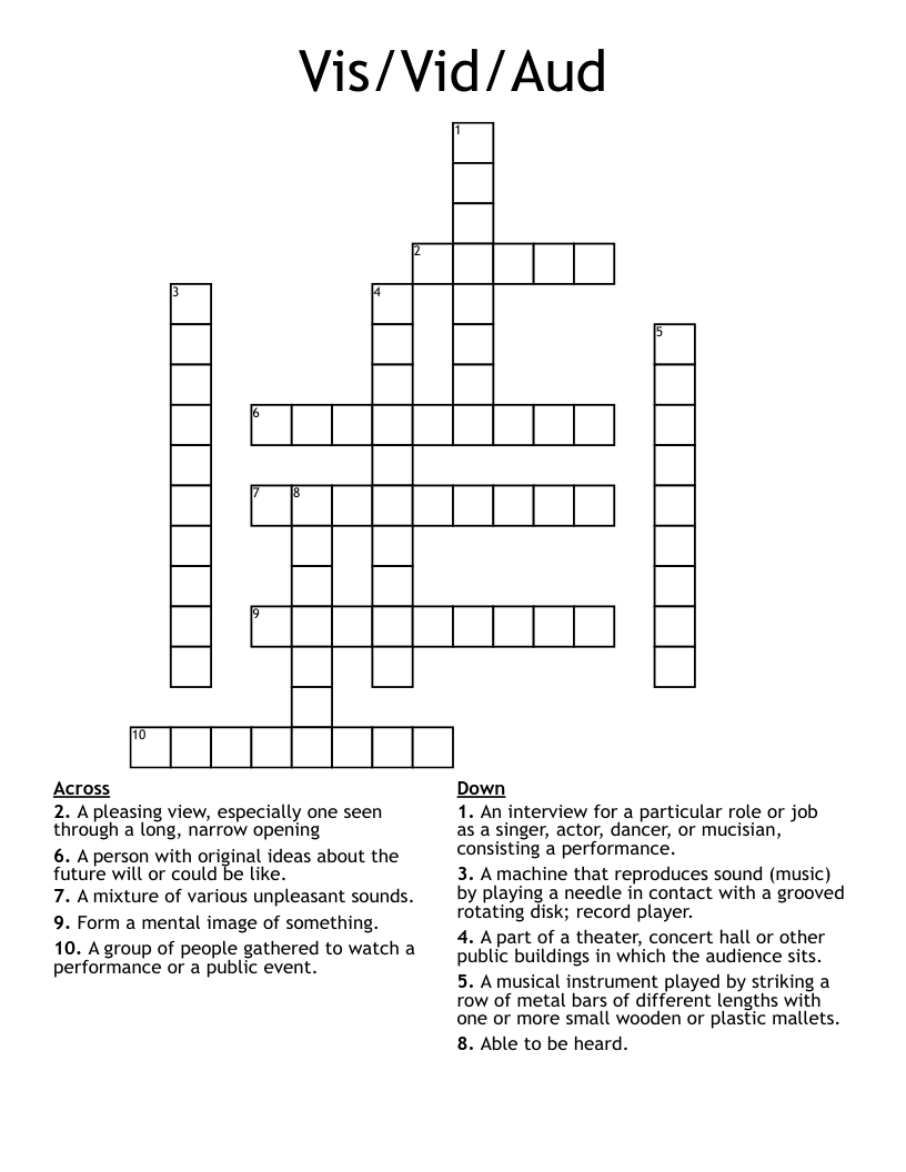 Vis/Vid/Aud Crossword