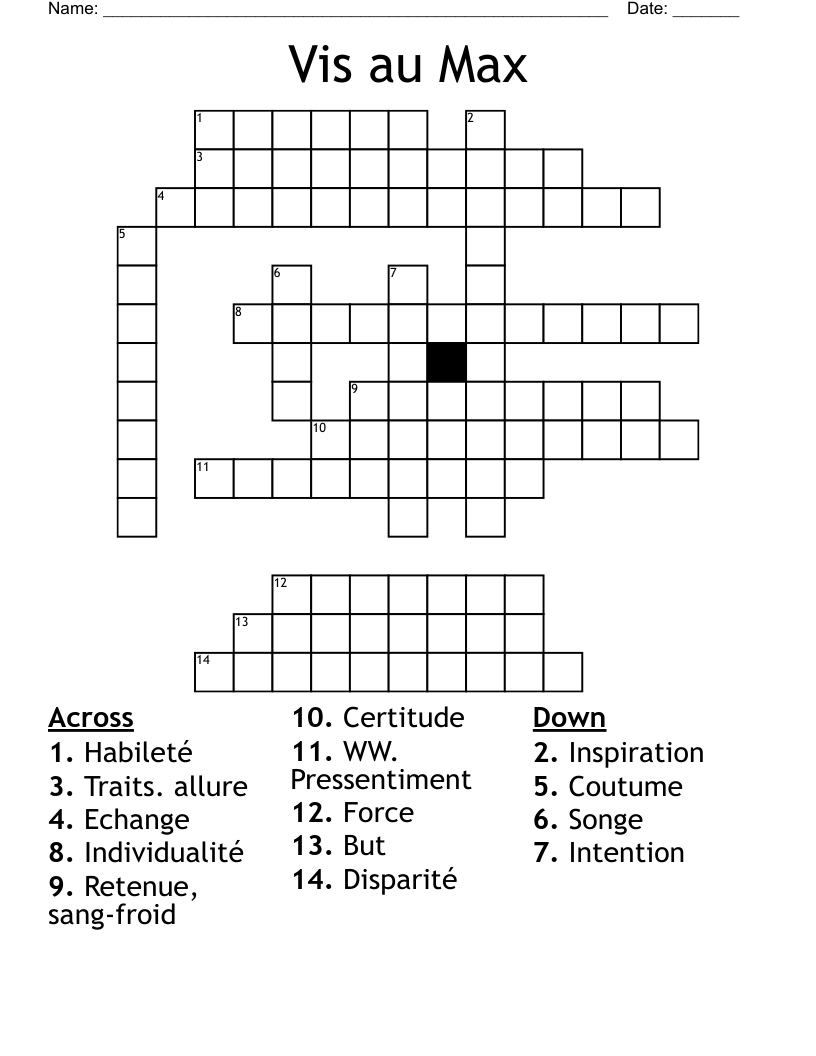 Vis au Max Crossword