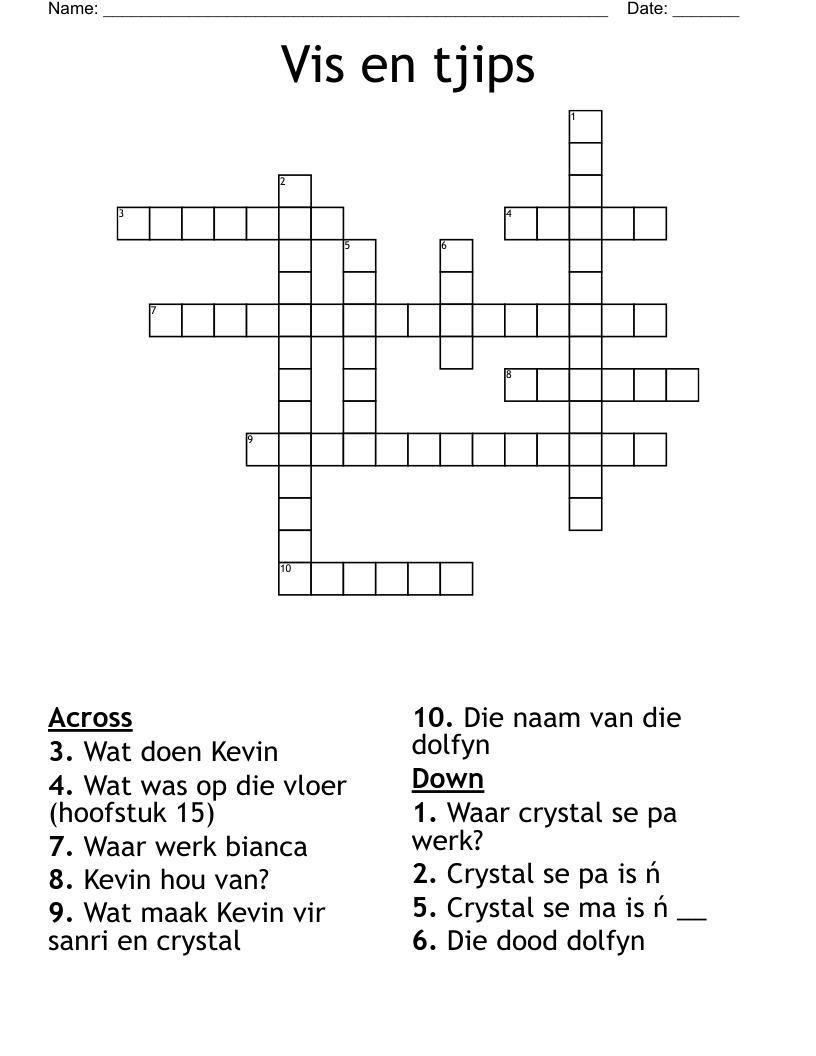 Vis en tjips Crossword