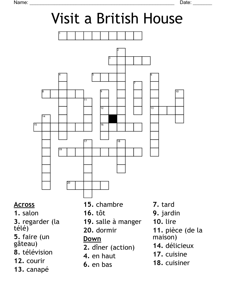 Visit a British House Crossword