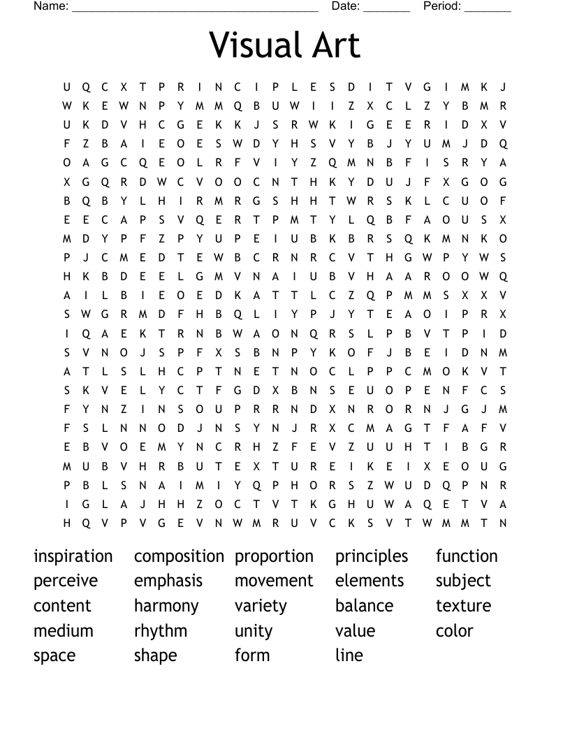 Visual Art Word Search