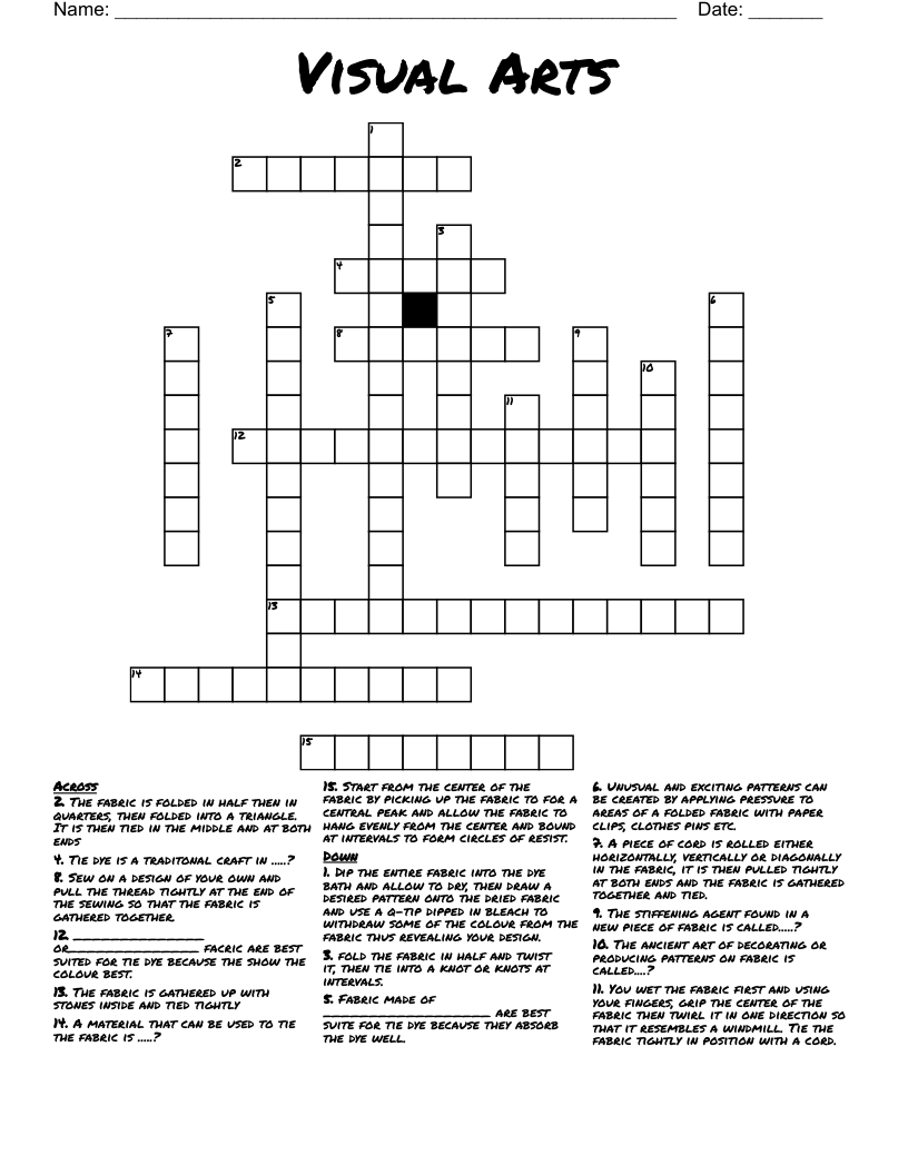 Visual Arts Crossword