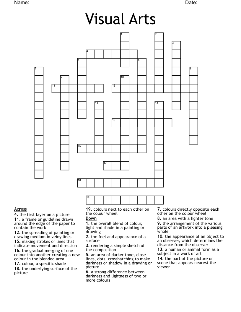 Visual Arts Crossword
