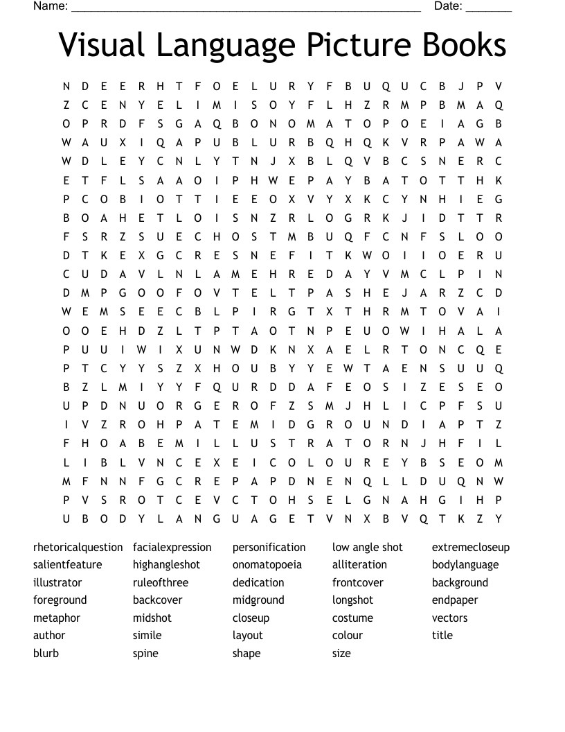 Visual Language Picture Books Word Search
