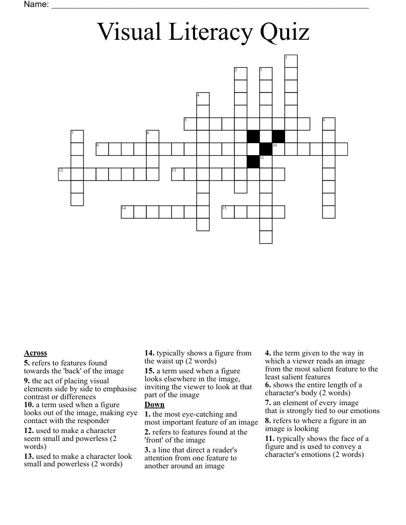 Visual Literacy Quiz Crossword