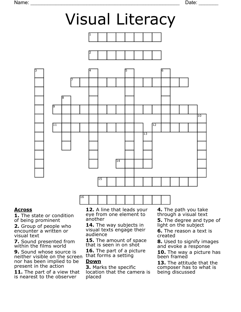 Visual Literacy  Crossword