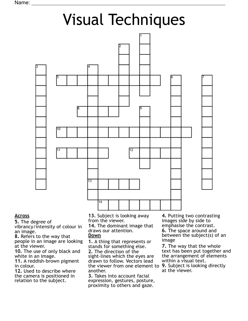 Visual Techniques Crossword