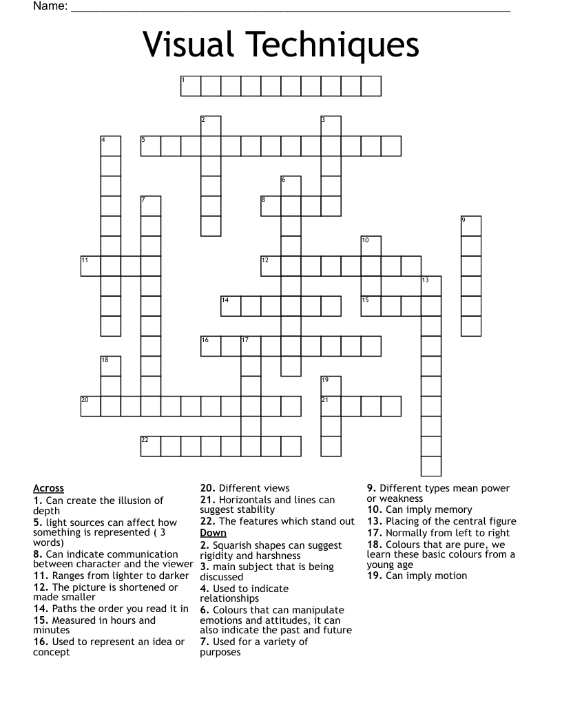 Visual Techniques Crossword
