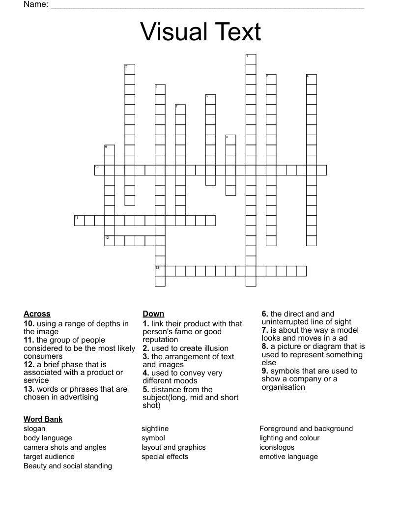 Visual Text Crossword