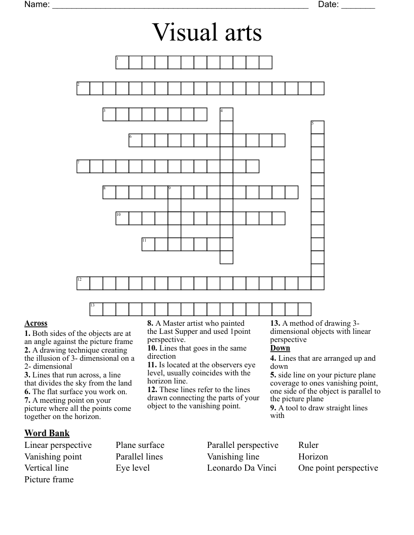 Visual arts Crossword