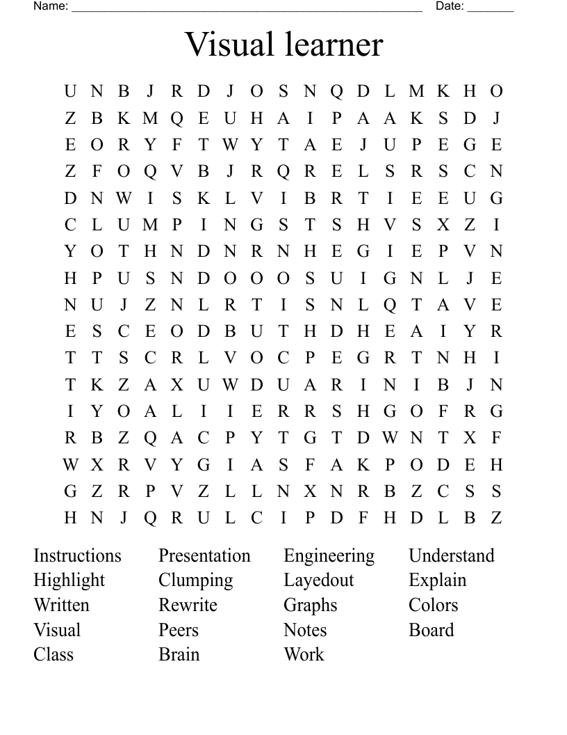 Visual learner  Word Search