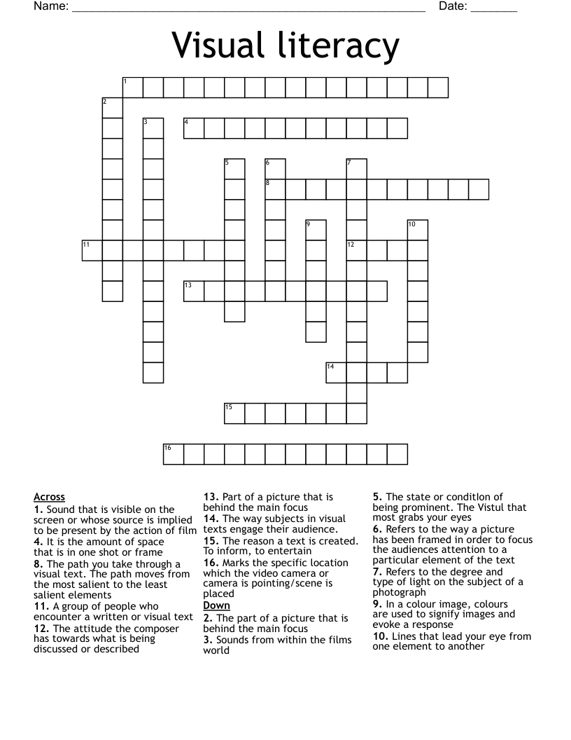 Visual literacy  Crossword