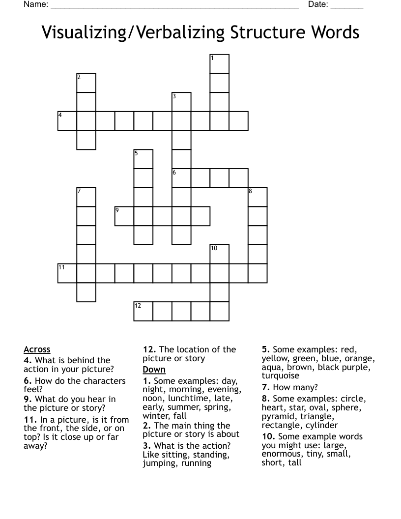 Visualizing/Verbalizing Structure Words Crossword