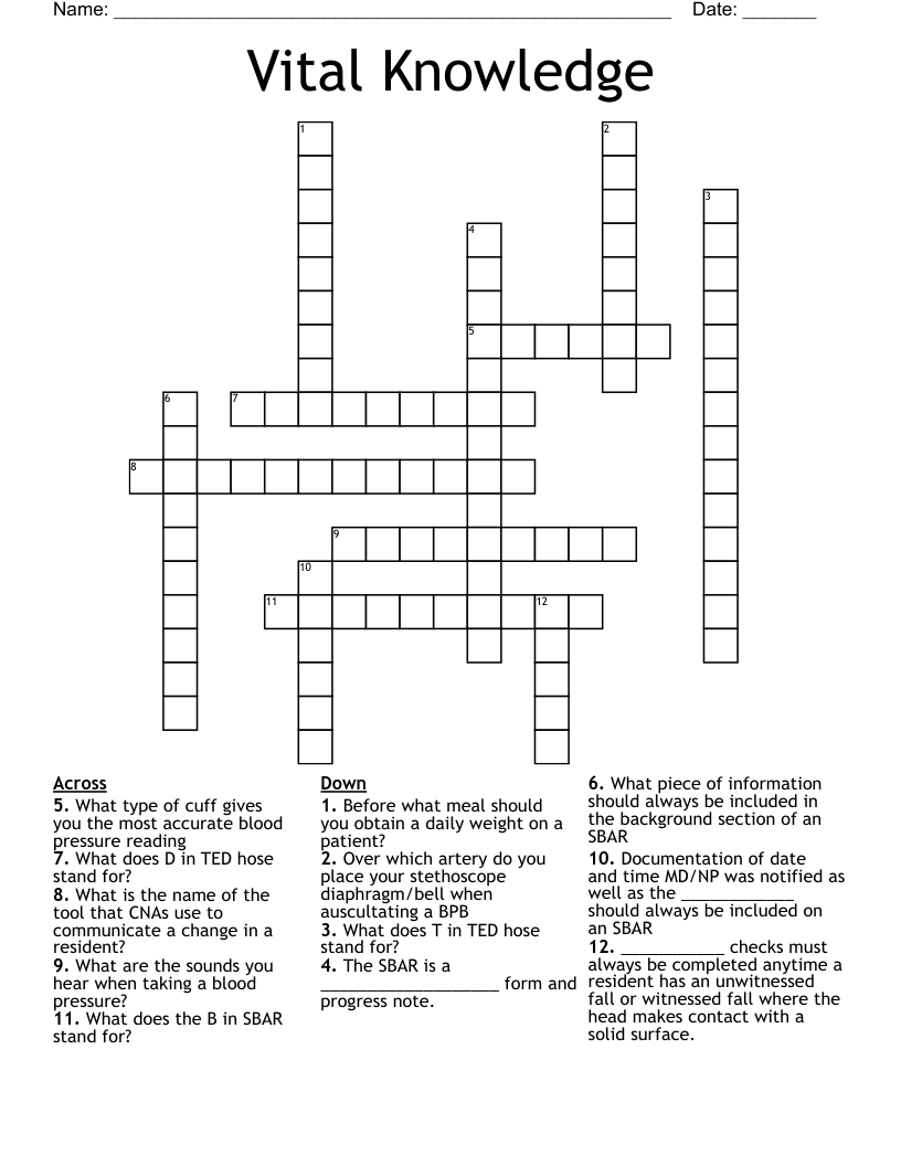 Vital Knowledge Crossword