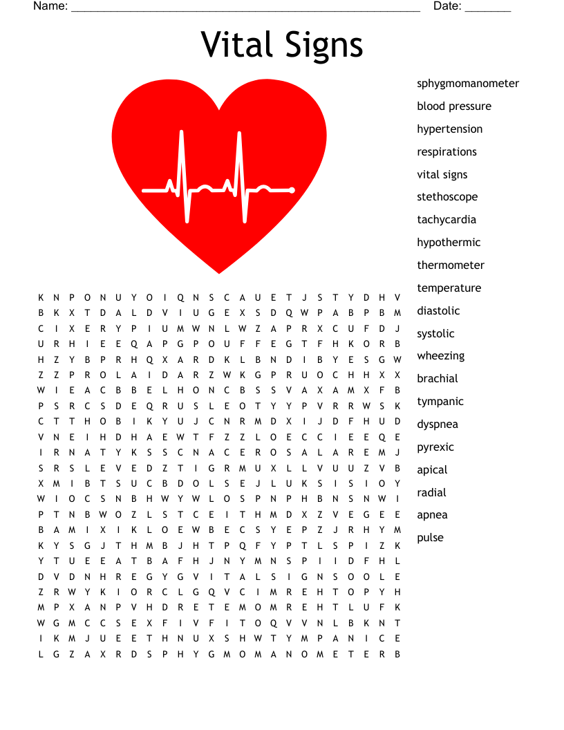 Vital Signs Word Search