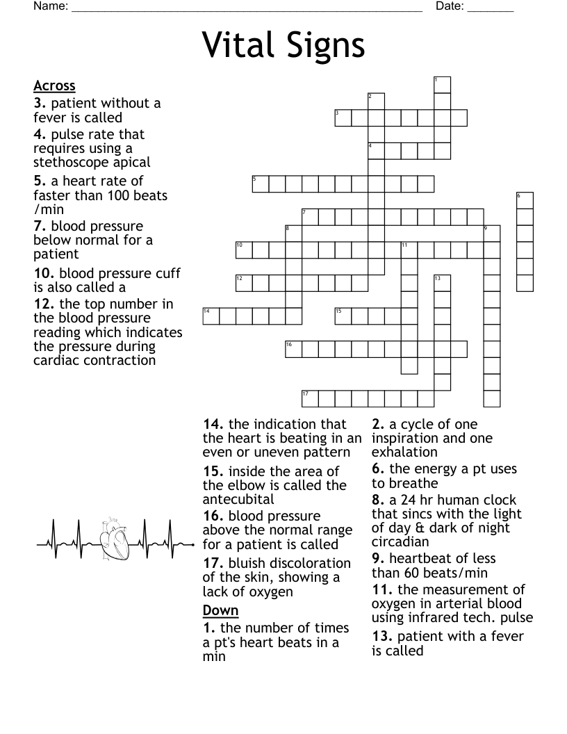 Vital Signs Crossword