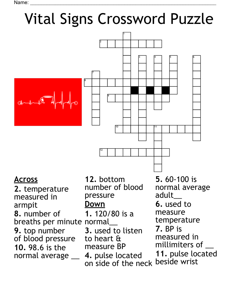 Vital Signs Crossword Puzzle