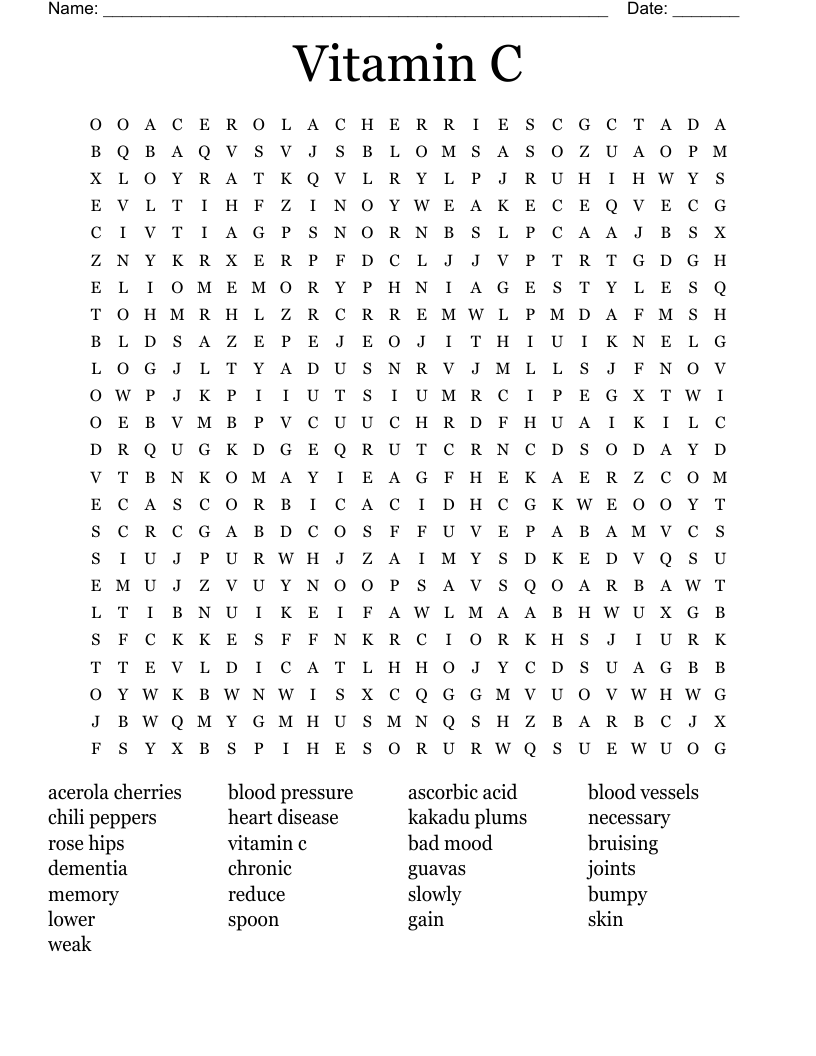 Vitamin C Word Search