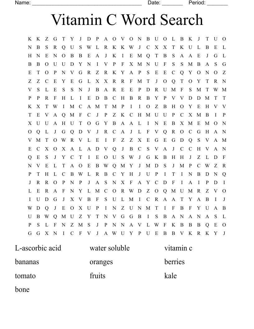 Vitamin C Word Search