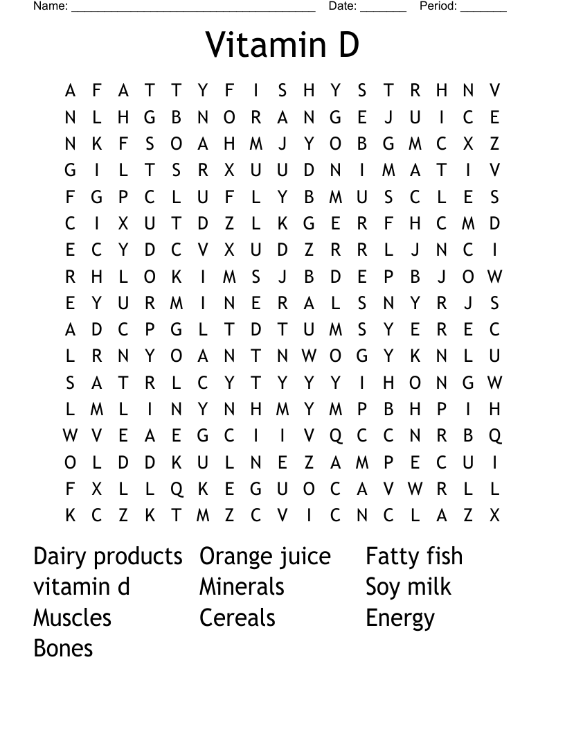 Vitamin D Word Search