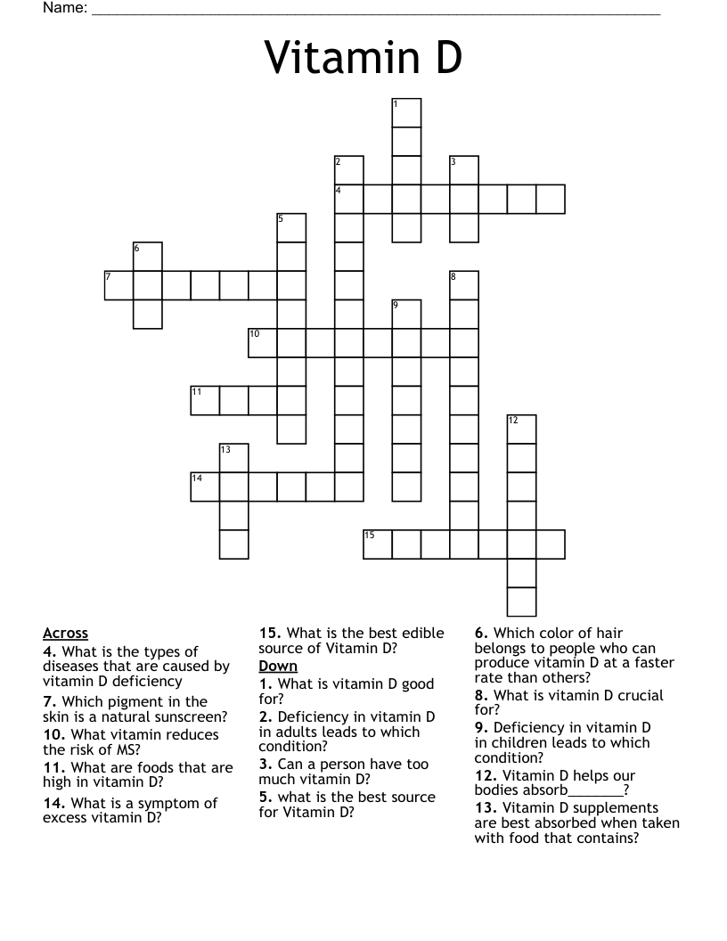 Vitamin D  Crossword