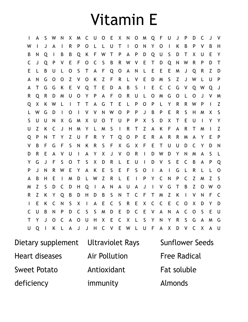 Vitamin E Word Search