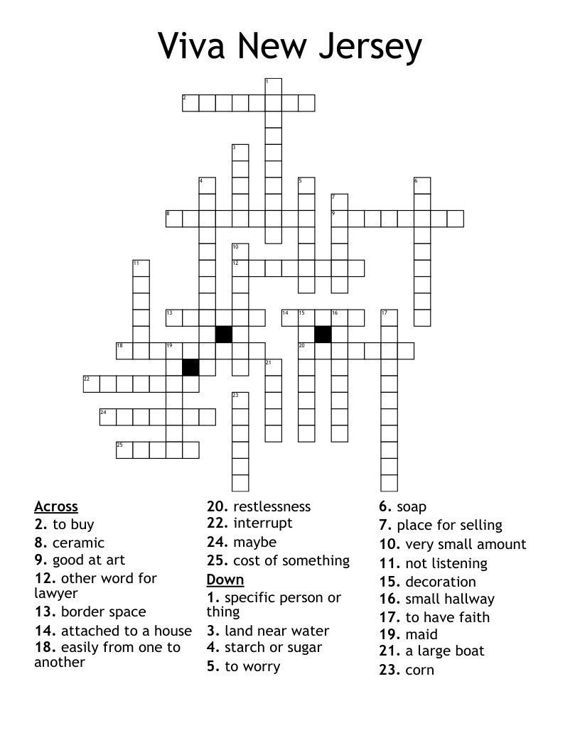 Viva New Jersey Crossword
