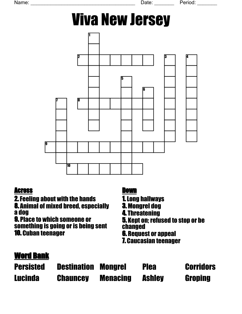 Viva New Jersey Crossword