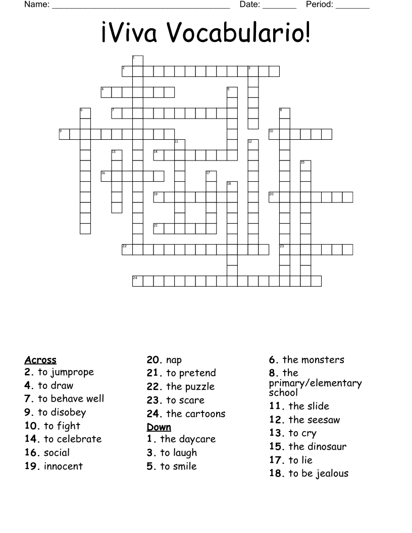 ¡Viva Vocabulario! Crossword