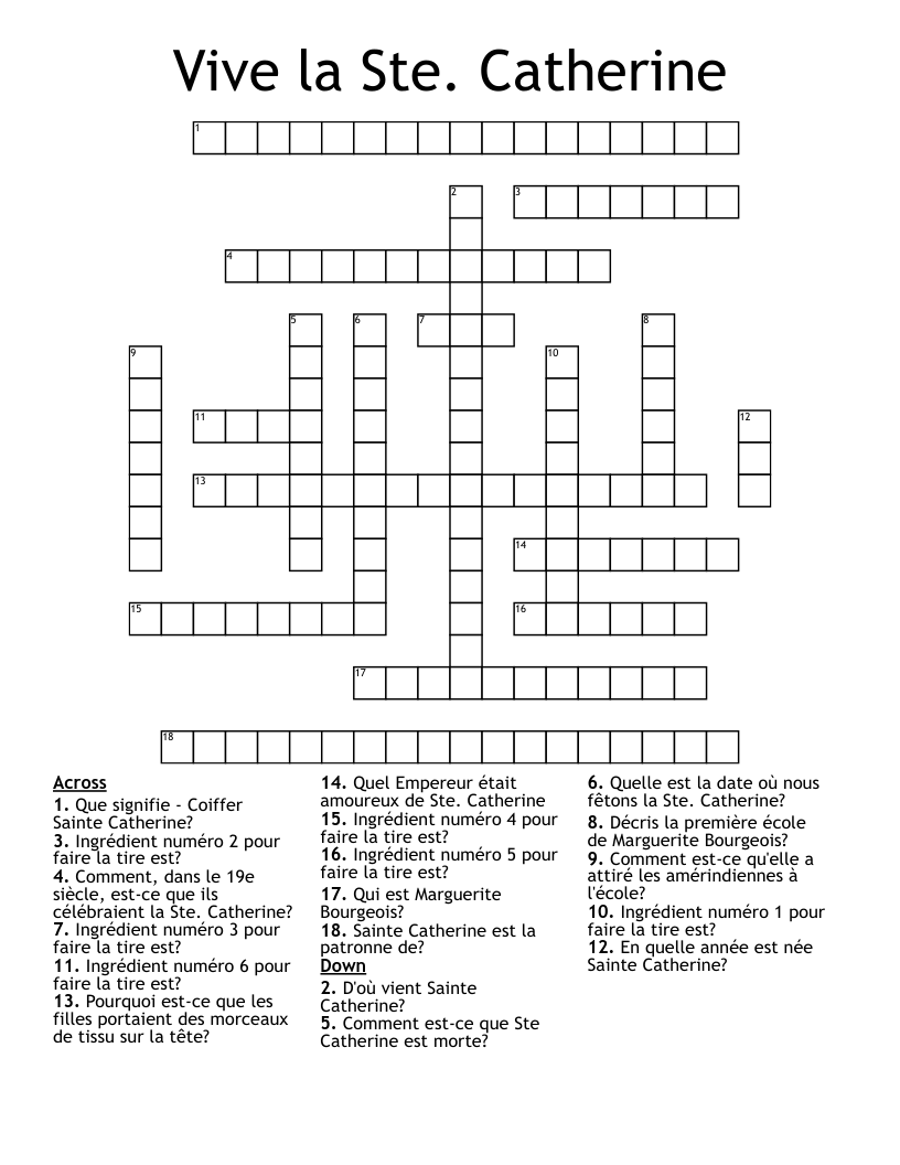 Vive la Ste. Catherine Crossword