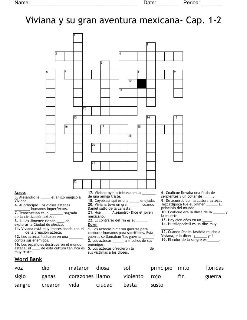 Viviana y su gran aventura mexicana- Cap. 1-2 Crossword